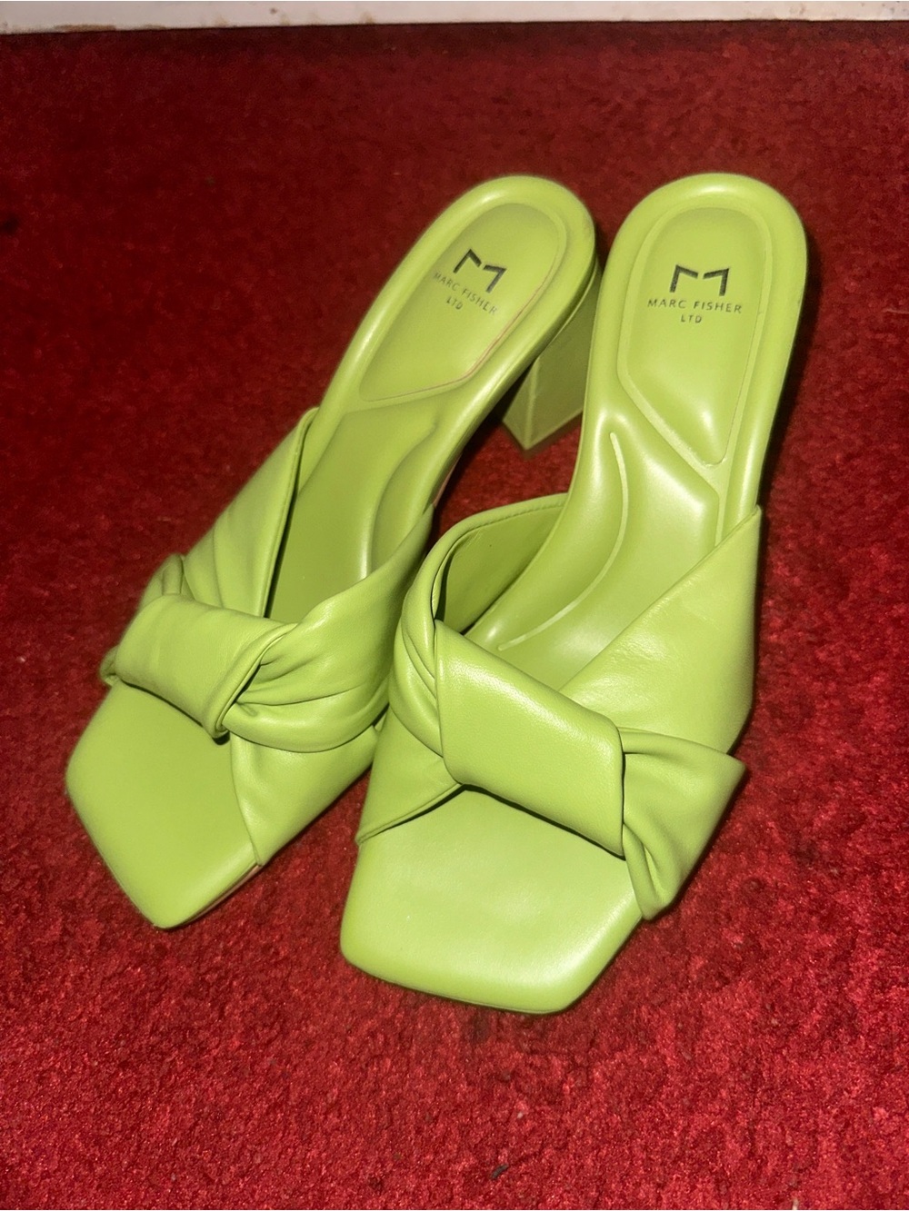 Marc Fisher Lime Knot Slide Block Heels
